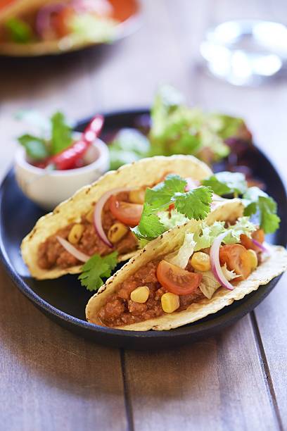 istock Plate with taco, salad and tomato dip 524073291