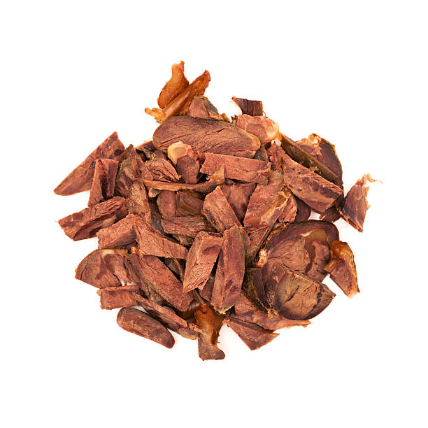istock Slices of dried beef isolated on white background 524090923