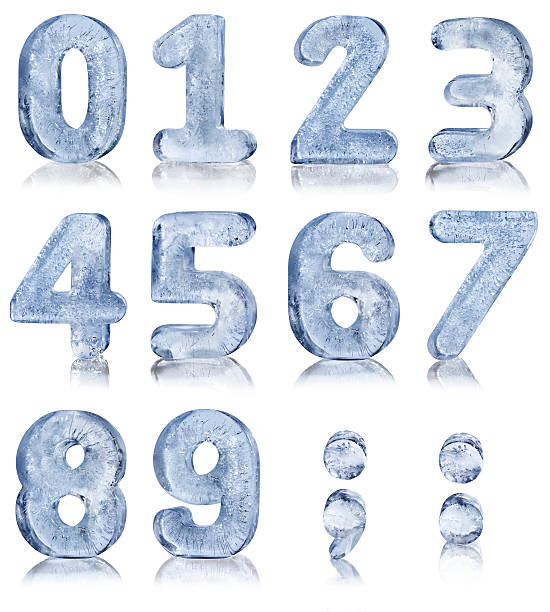 Ten Ice Numbers Ice Alphabet Numbers with reflection 9 stock pictures, royalty-free photos & images