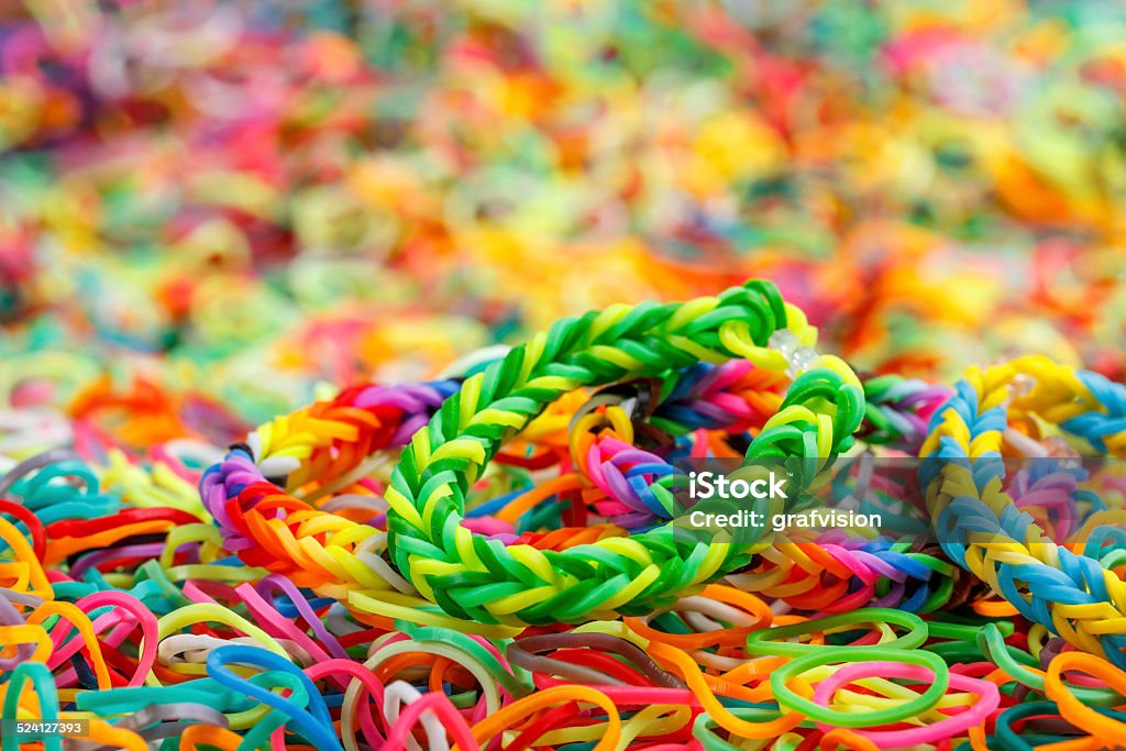 Colorful Rainbow Loom Bracelet Stock Photo - Download Image Now