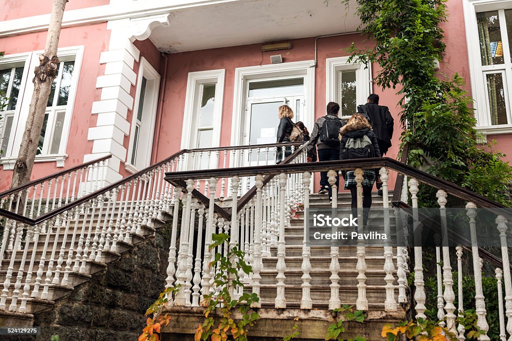 Turkish Students Going to School, Istanbul Turkish students walking to school. Cold autumnal morning. Nikon D3x, full frame, XXXL. 18-19 Years Stock Photo