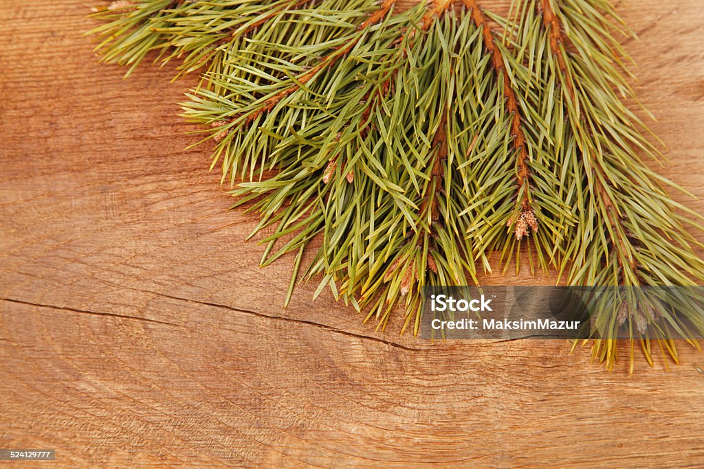 Abeto de Navidad sobre fondo de madera - Foto de stock de Abeto libre de derechos