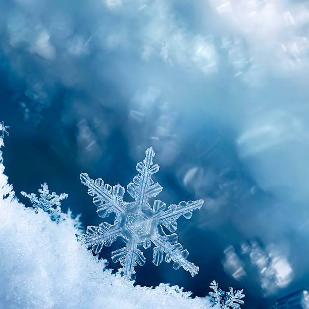 Snowflake Edge Digital composite of snowflakes and frost. ice crystal photos stock pictures, royalty-free photos & images