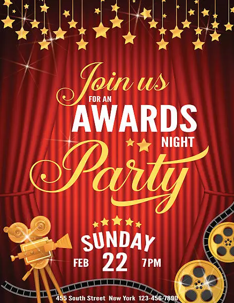Vector illustration of Movie Awards Night Party Invitation Template