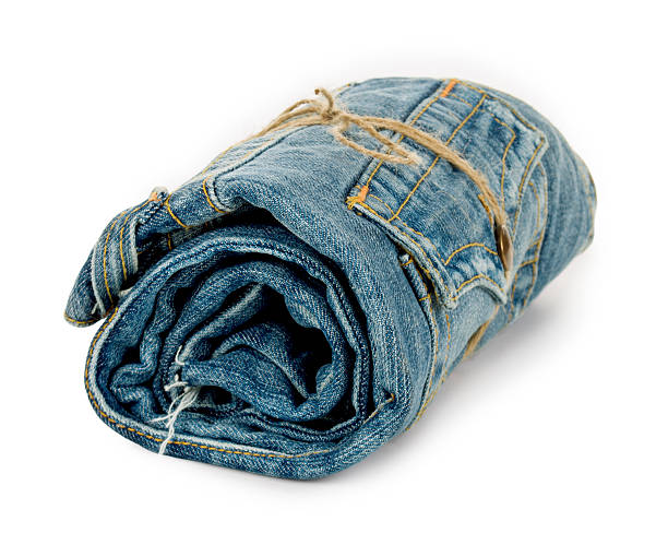 istock Pair of blue jeans on a white background 524134697