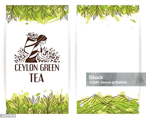 Green Tea Banner Template Stock Illustration - Download Image Now - Banner - Sign, Black Color, Ceremony