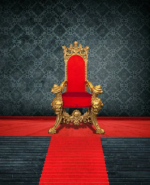 Room Interior With Throne And Red Carpet