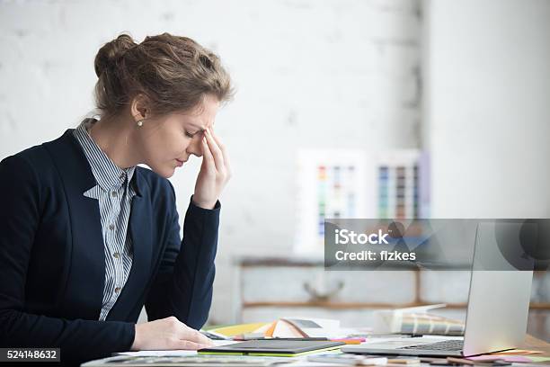 Young Stressed Businesswoman Stock Photo - Download Image Now - Entrepreneur, Worried, Adult