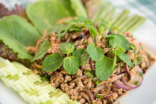istock Minced pork salad and spicy, Thai food 524149136