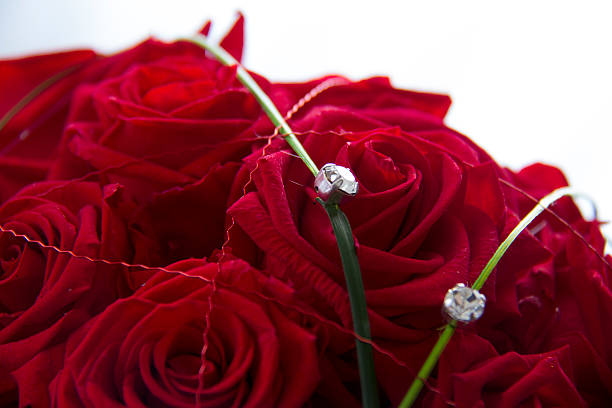 istock Bouquet of roses with rhinestones 524149589
