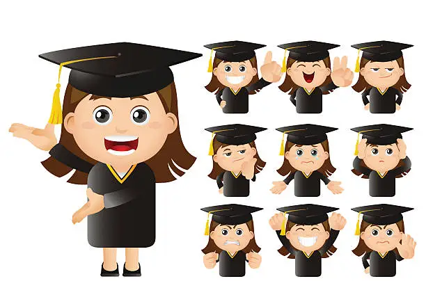 Vector illustration of Cute Set - Set of graduate