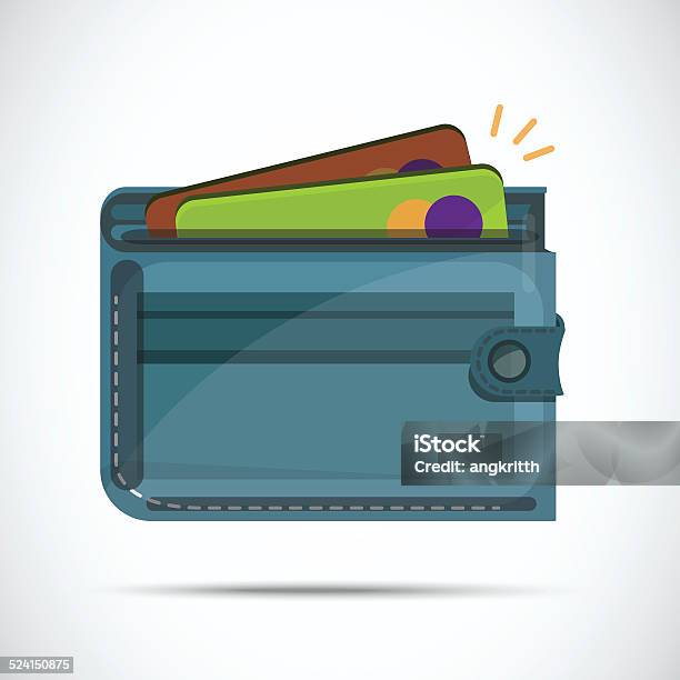 Wallet With Credit Card Vector Stock Illustration - Download Image Now - Credit Card, Debt, Financial Loan