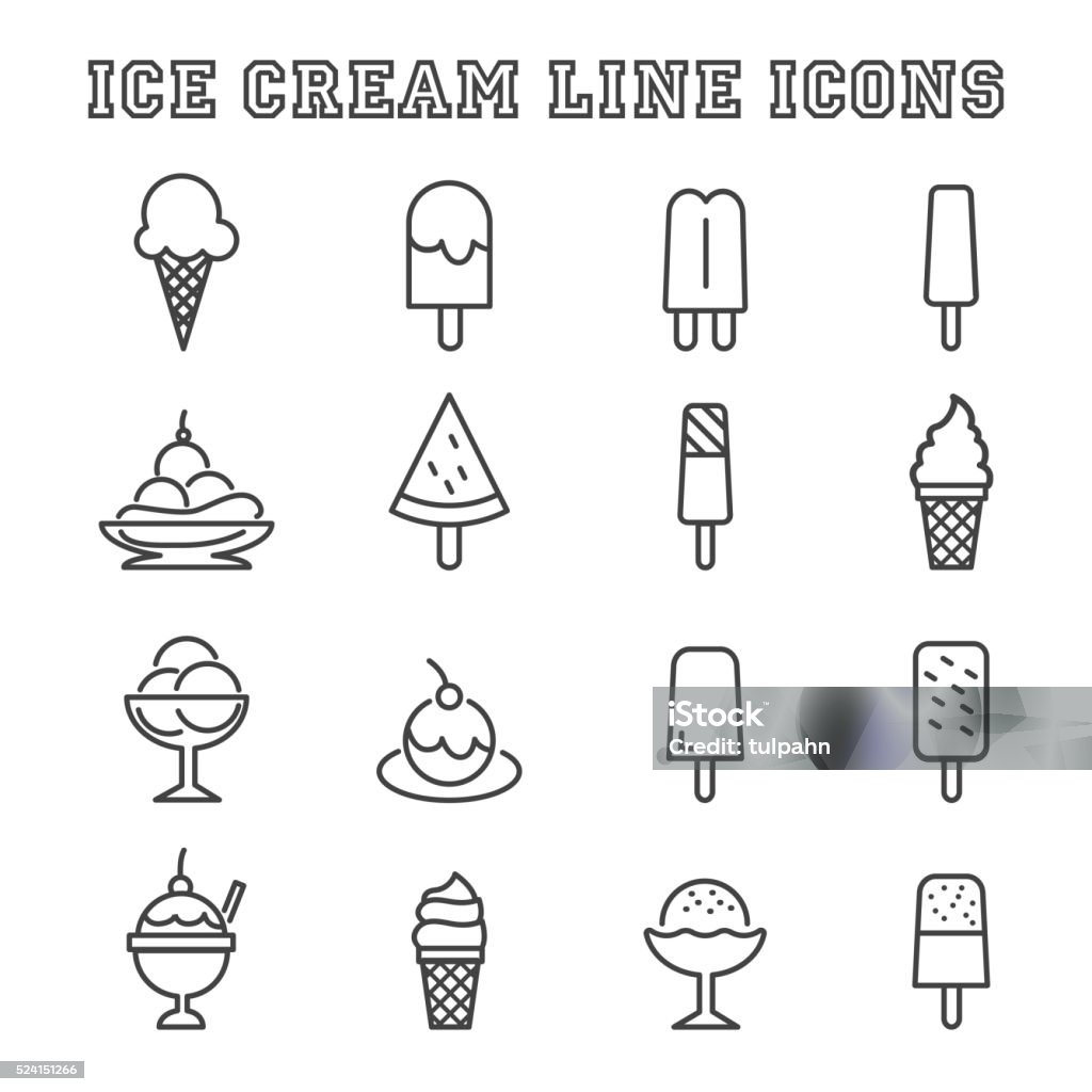 ice cream line icons ice cream line icons, mono vector symbols Ice Cream stock vector