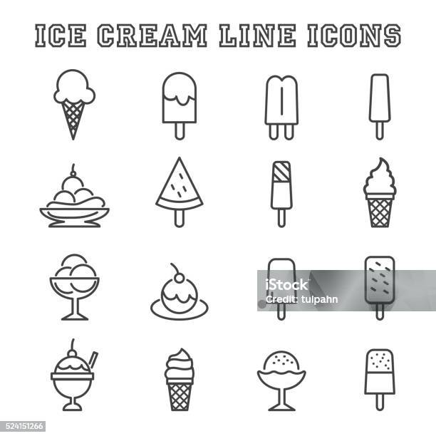 Ice Cream Line Icons Stock Illustration - Download Image Now - Ice Cream, Ice Cream Cone, Parfait