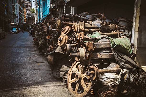 istock Pile of Rust Old Axles in a Scrap Yard 524152248
