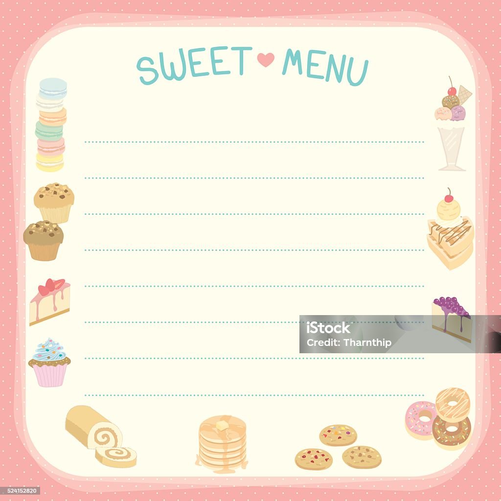 Sweet Menu Pink Template Stock Illustration - Download Image Now - Baked  Pastry Item, Bakery, Baking - iStock