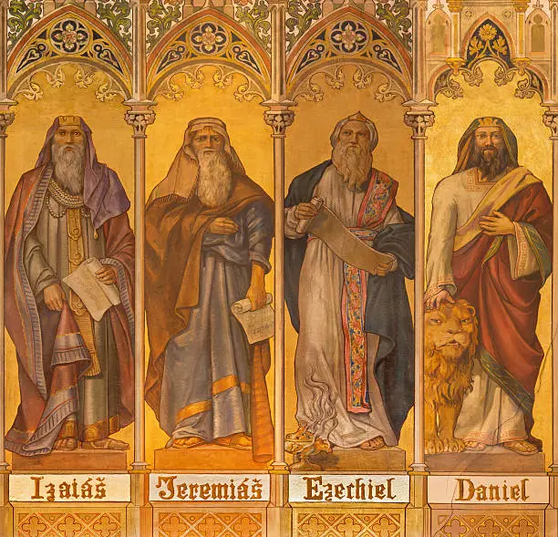 Photo of Trnava - neo-gothic fresco of prophets Isaiah, Jeremiah, Ezekiel, Daniel