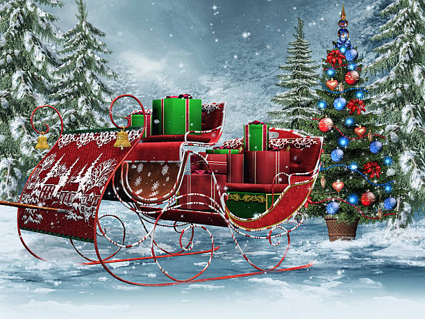 istock Vintage sleigh with gifts 524153291