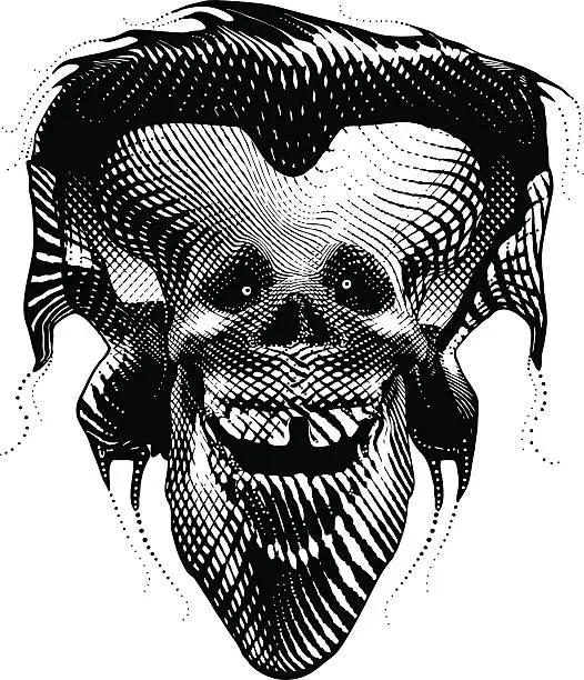 Vector illustration of Funny Skull and Headphones