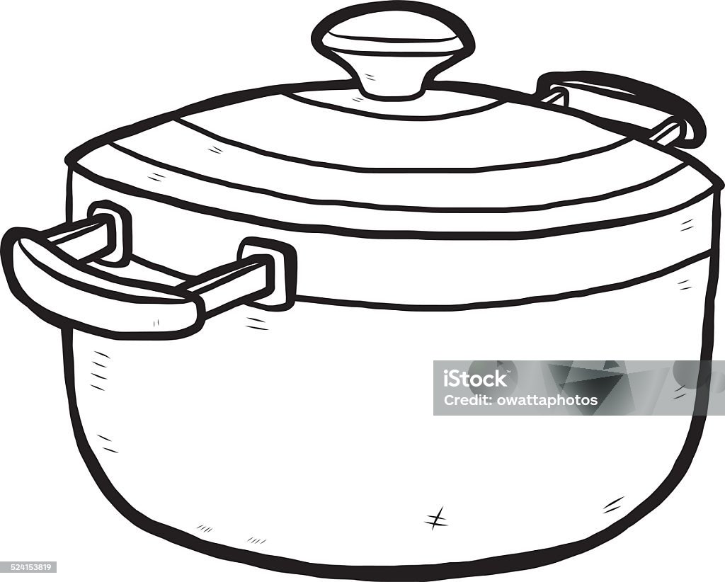 hand drawn kitchen pot kitchen pot / cartoon vector and illustration, black and white, hand drawn, sketch style, isolated on white background. Black And White stock vector