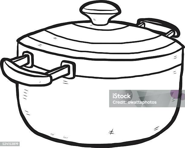 Hand Drawn Kitchen Pot Stock Illustration - Download Image Now - Black And White, Casserole, Illustration