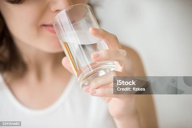 Drinking Water Closeup Stock Photo - Download Image Now - Drinking, Drinking Water, Drink