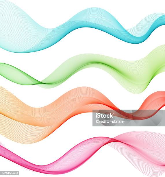 Set Of Color Transparent Smoke Wave Stock Illustration - Download Image Now - Abstract, Abstract Backgrounds, Backgrounds