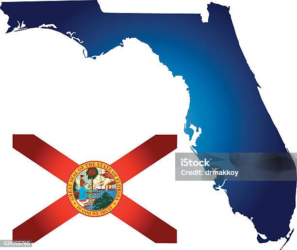 Ilustración de De Florida y más Vectores Libres de Derechos de Florida - Estados Unidos - Florida - Estados Unidos, Mapa, Viñeta