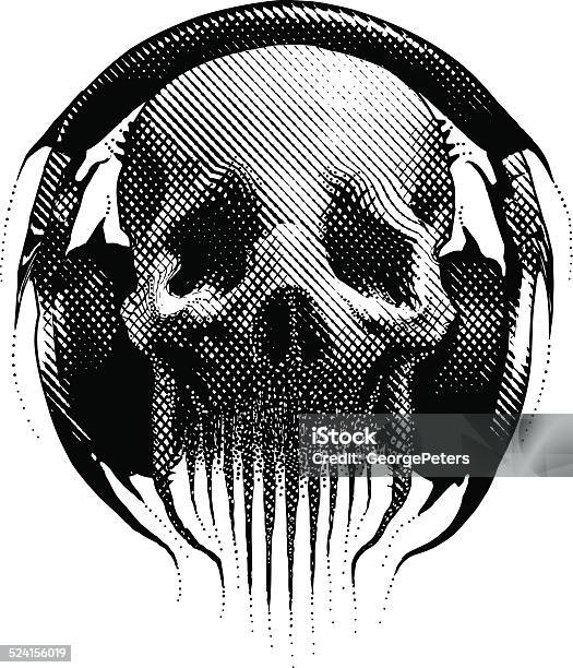 Ilustración de Alien Hipster Cráneo Escucha Auriculares y más Vectores Libres de Derechos de Cráneo - Cráneo, Punk, Blanco y negro
