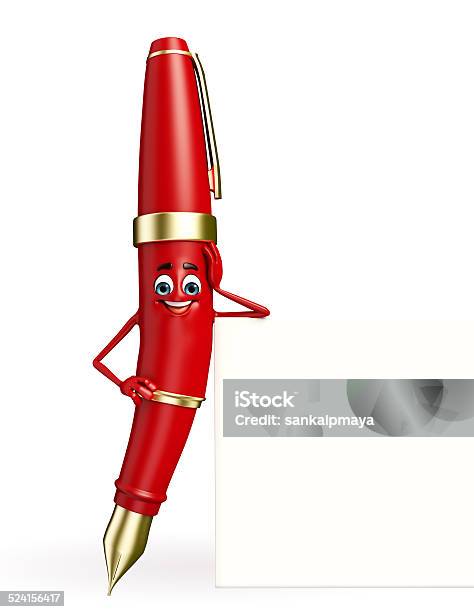 Pen Character With Sign Stock Photo - Download Image Now - Ballpoint Pen, Communication, Education