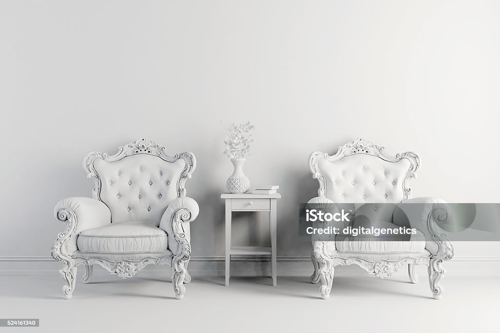 3d vintage arm chair interior render Antique Stock Photo