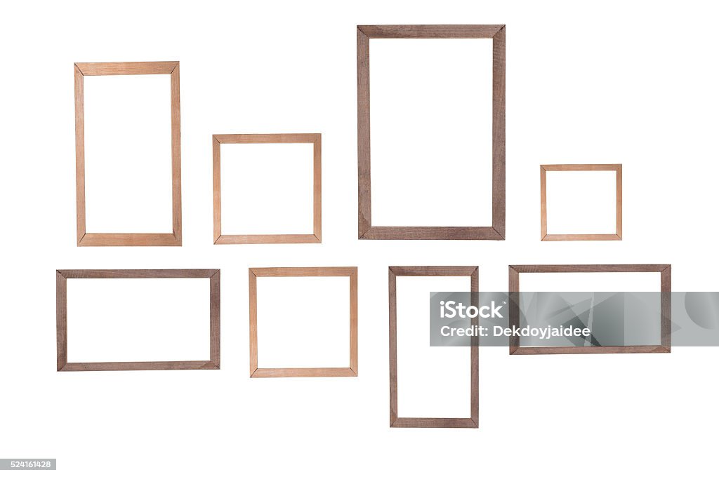 wooden photo frame isolated white background Picture Frame Stock Photo