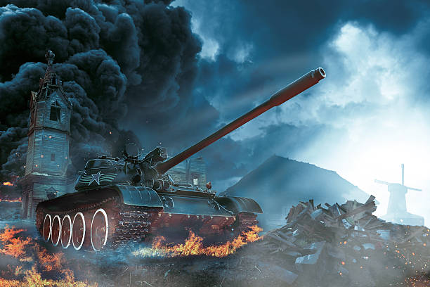 istock Tank in the conflict zone. Combat operation in rural areas 524162060