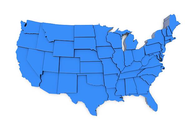 istock 3D render of USA map with states 524162234