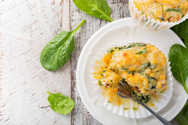 Muffins with spinach, sweet potatoes and cheese