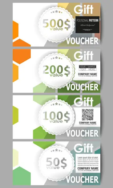 Vector illustration of Set of gift voucher templates. Abstract colorful business background, modern