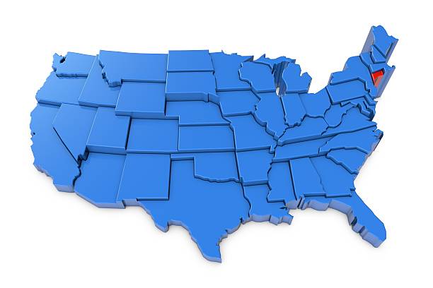 istock USA map with Connecticut state highlighted in red 524164964