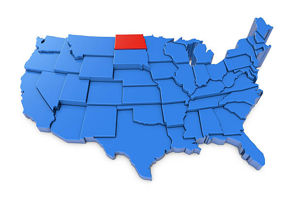 istock USA map with North Dakota state highlighted in red 524165684