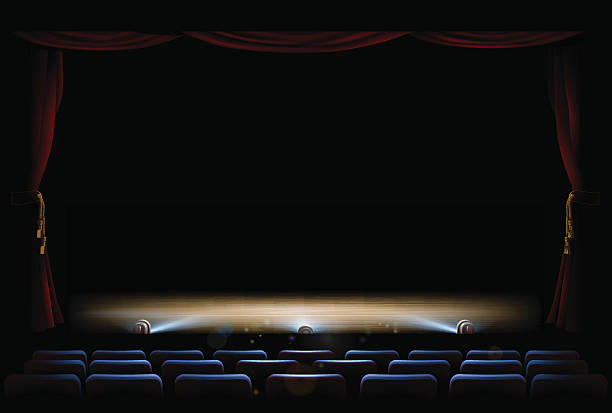 ilustrações, clipart, desenhos animados e ícones de palco e cortina de teatro - lighting equipment backgrounds light focus on background