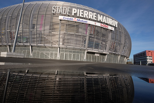  Villeneuve d'Ascq, France - January 28, 2015: Stadium Pierre Mauroy for the Euro 2016 competition.