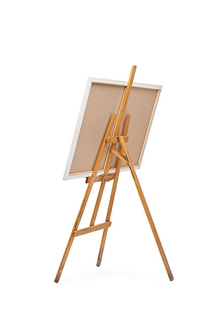 cavalletto in legno con tela su ciò - easel artists canvas paint paintings foto e immagini stock