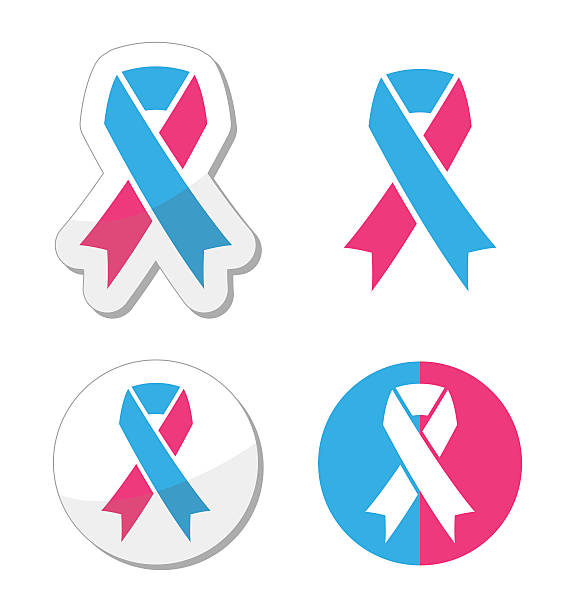 Pink and blue ribbon - pregnancy and infant loss awareness symbol The international symbol of miscarriage, stillbirth, infertility, and infant death miscarriage stock illustrations