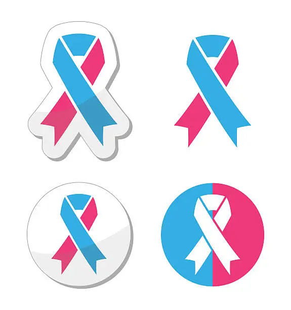 Vector illustration of Pink and blue ribbon - pregnancy and infant loss awareness symbol