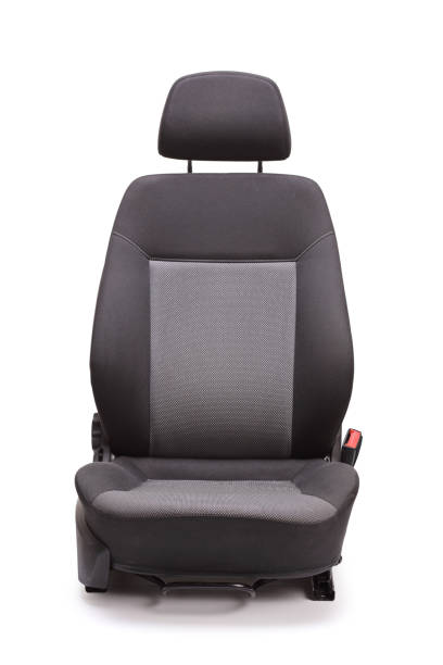 Brand new black car seat Vertical studio shot of a brand new black car seat isolated on white background vehicle seat stock pictures, royalty-free photos & images