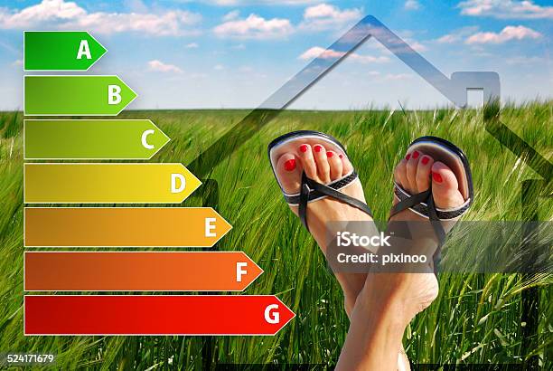 Icon Of House Energy Efficiency Rating Stock Photo - Download Image Now - Building - Activity, Business Finance and Industry, Chart