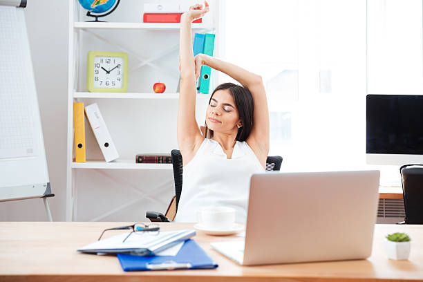 istock Businesswoman stretching hands in office 524171858