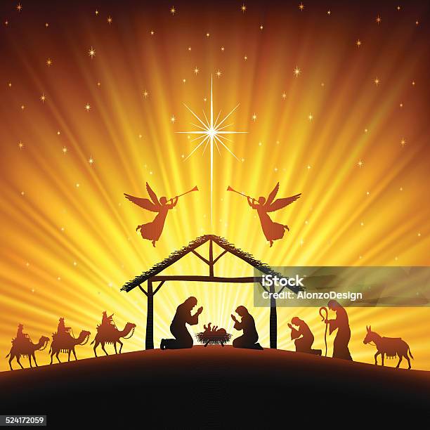 Ilustración de Pesebre De Navidad y más Vectores Libres de Derechos de Ángel - Ángel, Cristianismo, Natividad - Objeto religioso