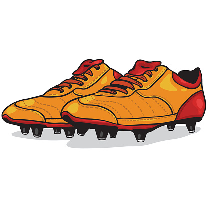 Vector Cartoon Orange and Red Soccer Boots