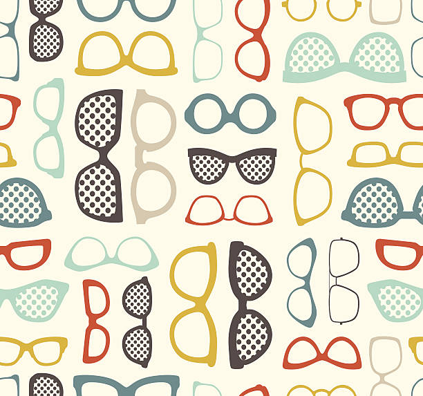 bezszwowe okulary wzór - human eye glass eyesight sunglasses stock illustrations