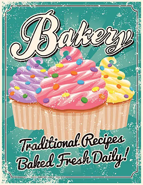 Vector illustration of Vintage Screen Printed Bakery Poster